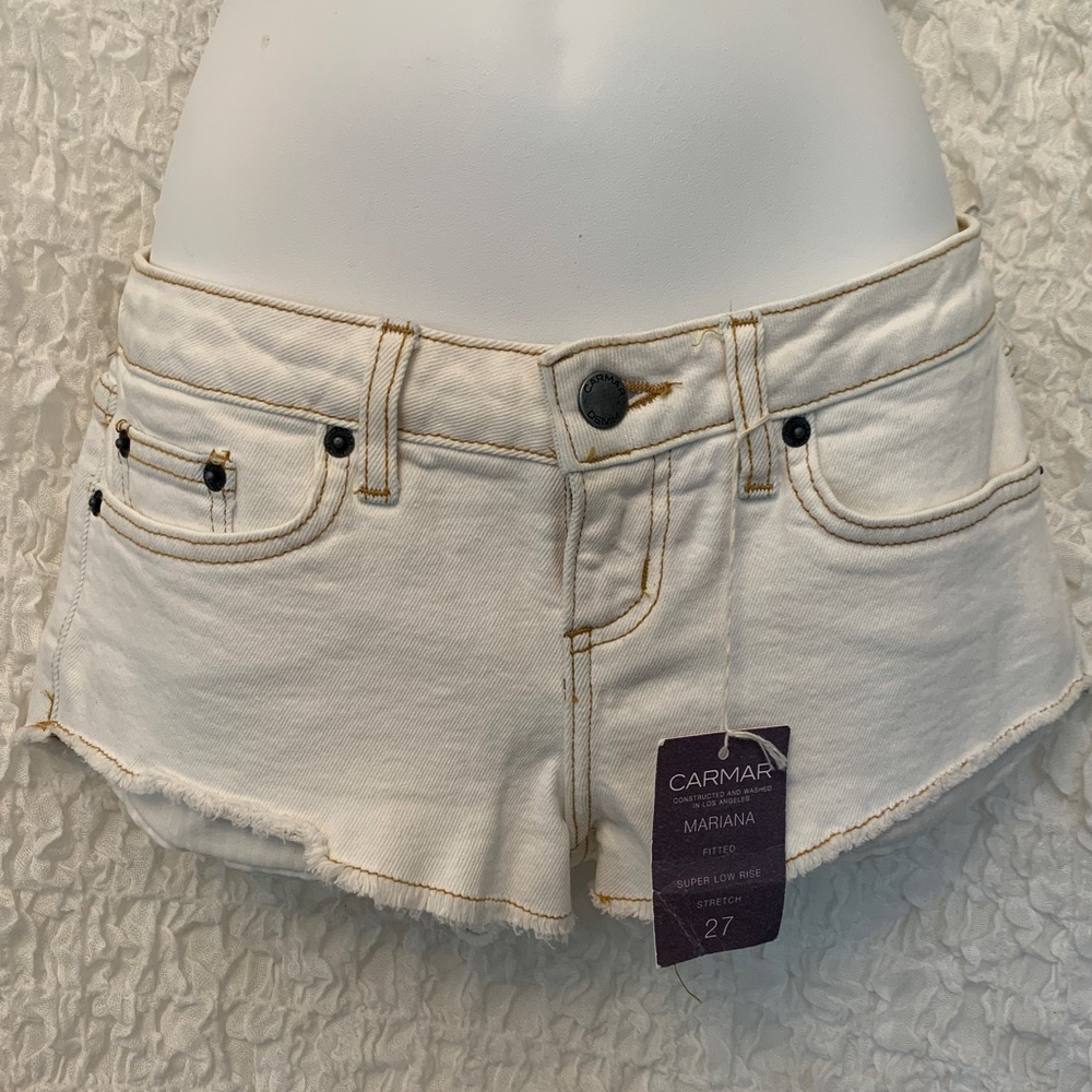 CARMAR Mariana white jean short shorts